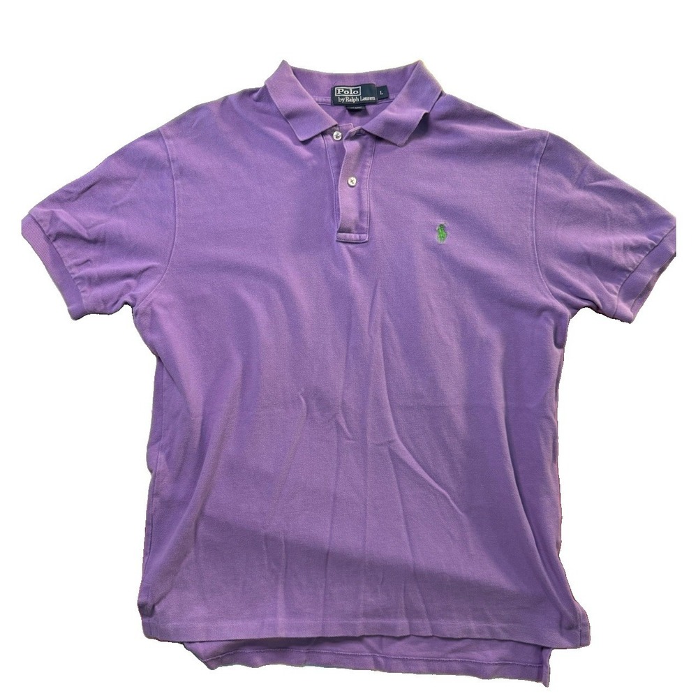 Polo Ralph Lauren Shirt Mens Large Purple Pullover Pony‎ Rugby EUC
